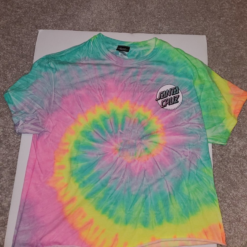 Santa Cruz Skateboard  Tie Dye Crop TShirt Sz M